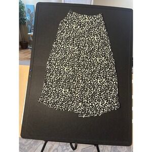 H M Wide Leg Cropped Pants Animal Print Black White Size 6 Retro Prep